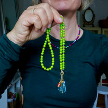 Load image into Gallery viewer, Green Beaded Charm Necklace