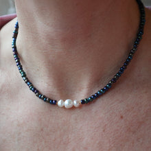 Load image into Gallery viewer, Freshwater Pearl Iridescent Seed Bead Necklace