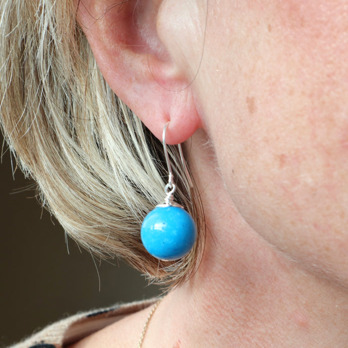 Deep blue and silver handmade gemstone Irish earrings 