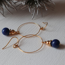 Load image into Gallery viewer, Large Lapis Lazuli Hoop Earrings