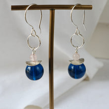 Load image into Gallery viewer, Blue Glass Earrings with Silver