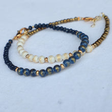 Load image into Gallery viewer, Navy Blue Brushed Gold Bracelet