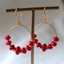 Load image into Gallery viewer, Red Hoop Earrings