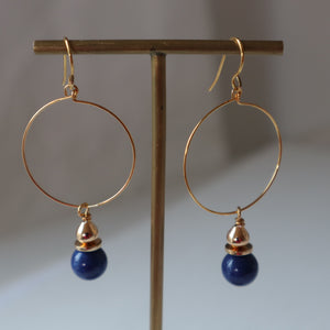 Lapis lazuli gold plated hoop earrings 