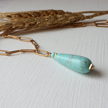 Load image into Gallery viewer, Turquoise and gold link handmade Irish necklace 
