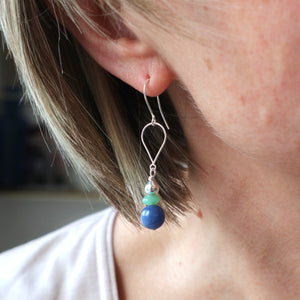 Blue Jade Aventurine Silver Earrings