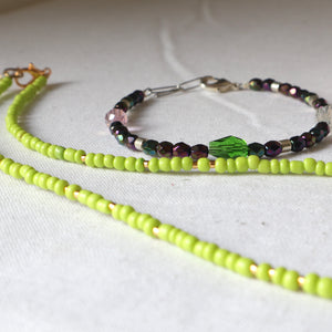 Lime Green Seed Bead Necklace
