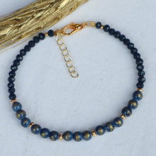 Load image into Gallery viewer, Navy Blue Brushed Gold Bracelet