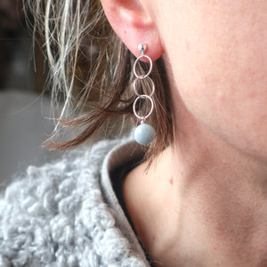 Aquamarine circle earrings