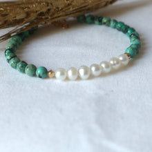 Load image into Gallery viewer, Pearl centre turquoise bracelet