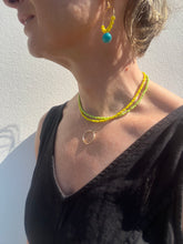 Load image into Gallery viewer, Yellow Turquoise Hoop Earrings