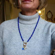 Load image into Gallery viewer, Blue Beaded Charm Necklace