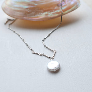 Silver Coin Freshwater Pearl Necklace