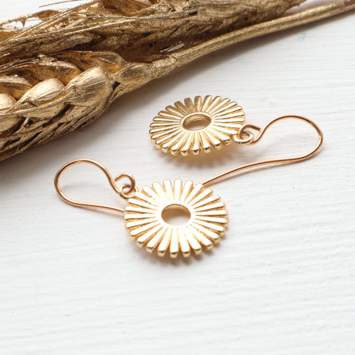 Gold fan ridge Irish handmade earrings 