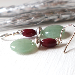 Green Aventurine sterling silver earrings 