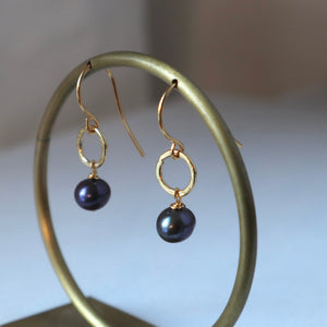 Deep Grey Pearl Mini Drop Earrings