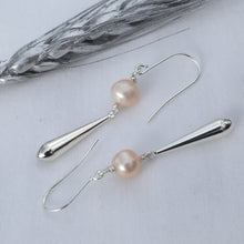 Load image into Gallery viewer, Pearl and Silver Charm Earrings