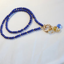 Load image into Gallery viewer, Blue Beaded Charm Necklace