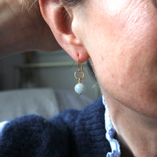 Load image into Gallery viewer, Aquamarine Gold Mini Hoop Earrings