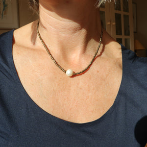 Bronze and Pearl Necklace