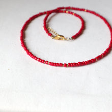 Load image into Gallery viewer, Red Seed Bead Necklace