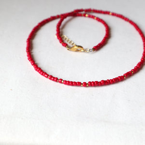 Red Seed Bead Necklace