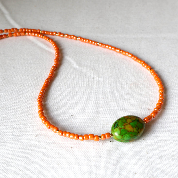 Green and orange necklace