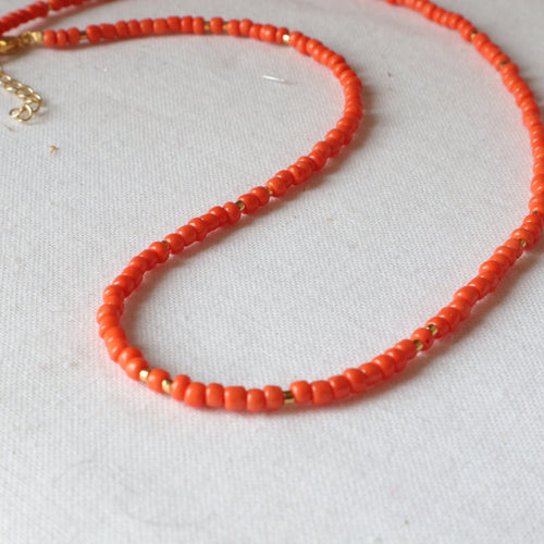 Orange seed bead necklace