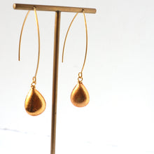 Load image into Gallery viewer, Handmade brushed gold teardrop earrings