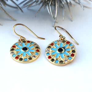 Flower Enamel Earrings