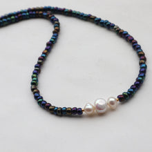 Load image into Gallery viewer, Freshwater Pearl Iridescent Seed Bead Necklace