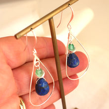 Load image into Gallery viewer, Silver Lapis Teardrop Earrings