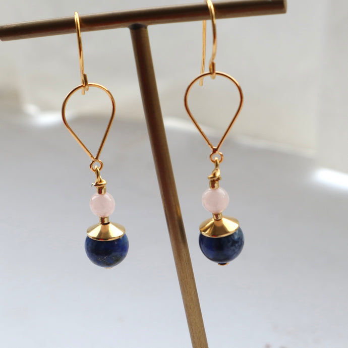 Lapis Lazuli Rosequartz Earrings