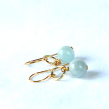 Load image into Gallery viewer, Aquamarine Gold Mini Hoop Earrings