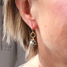 Load image into Gallery viewer, Dalmatian Jasper Gold Earrings