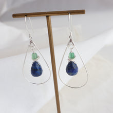 Load image into Gallery viewer, Silver Lapis Teardrop Earrings