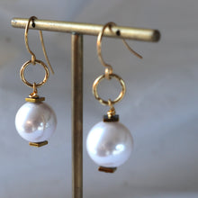 Load image into Gallery viewer, Pearl with Gold accent earrings