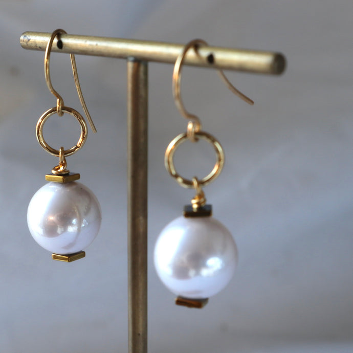 Pearl with Gold accent earrings