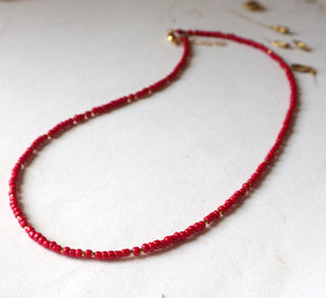 Red beaded necklace 