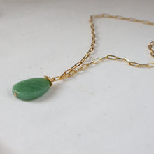 Load image into Gallery viewer, Carved green Aventurine leaf pendant 