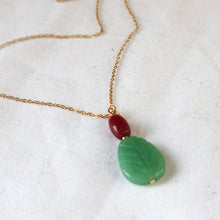 Load image into Gallery viewer, Carved Aventurine Leaf Pendant