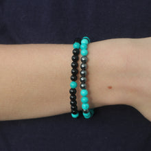 Load image into Gallery viewer, Men’s Black / Turquoise Bracelet