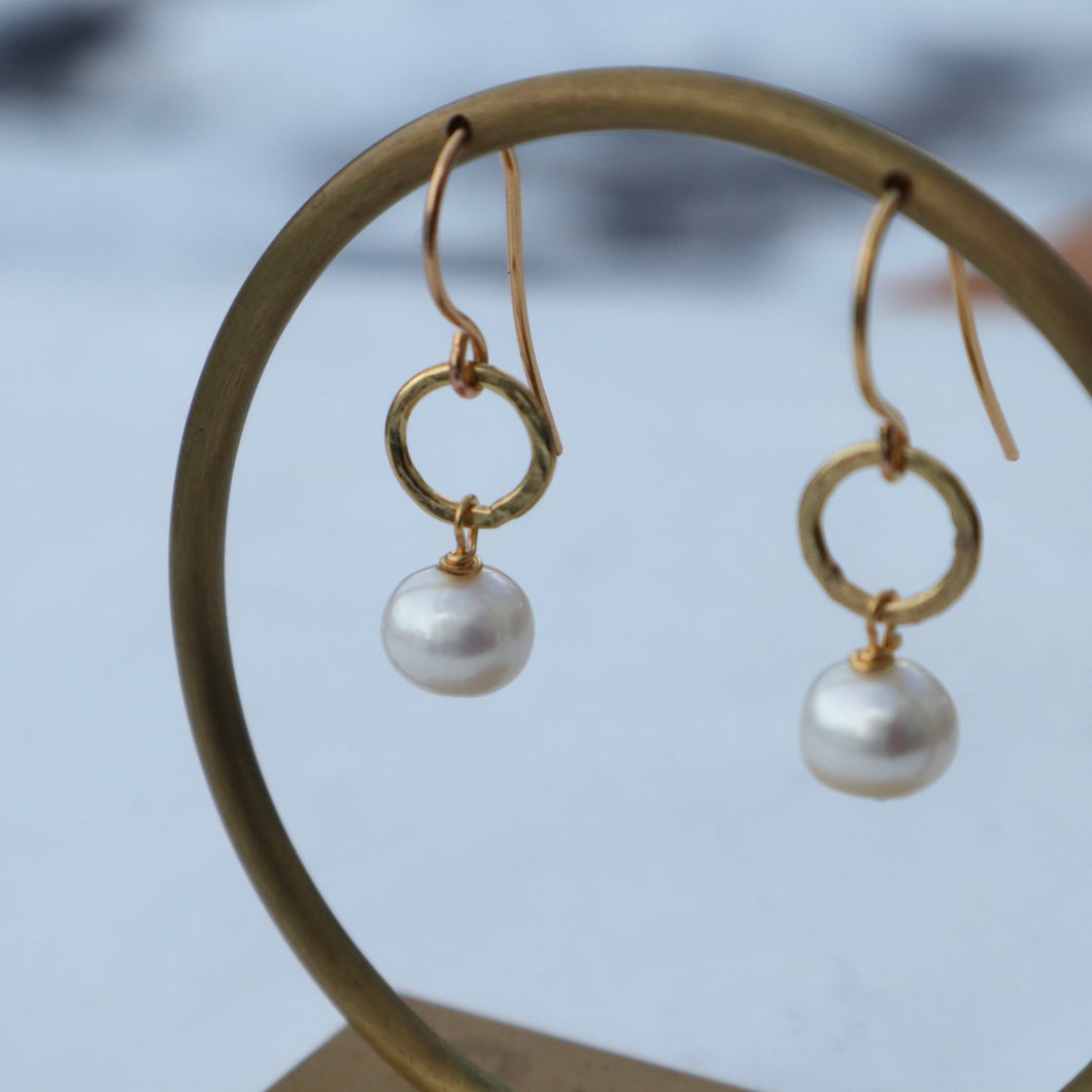White Pearl drop bridal earrings 