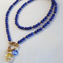 Load image into Gallery viewer, Blue Beaded Charm Necklace