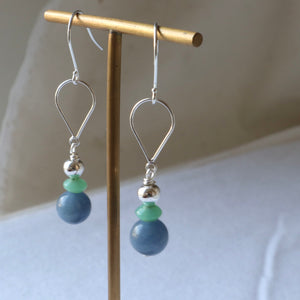 Blue Jade Aventurine Silver Earrings