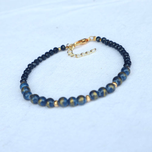 Navy Blue Brushed Gold Bracelet