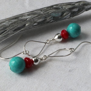 Teardrop Coral Silver Earrings