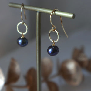 Deep Grey Pearl Mini Drop Earrings