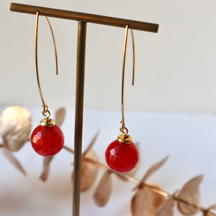 Handmade Amber, gold gemstone Irish earrings