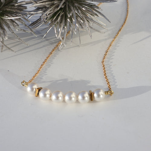 White Pearl Bar Necklace